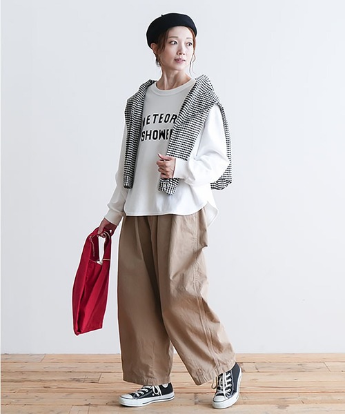 SOLAMONAT（ソラモナ）の「ペンネ天竺メンズライクプリントプルオーバー（Tシャツ/カットソー・レディース・ブラック/ライトピンク/杢グレー・FREE）」の16枚目の写真
