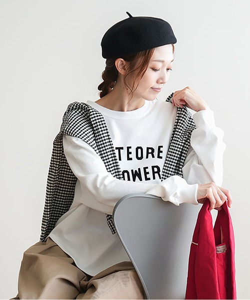 SOLAMONAT（ソラモナ）の「ペンネ天竺メンズライクプリントプルオーバー（Tシャツ/カットソー・レディース・ブラック/ライトピンク/杢グレー・FREE）」の17枚目の写真
