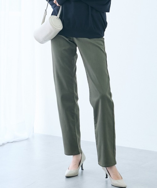 slattgir(スラットジール)の「高身長 ストレッチチノ裏フリースストレートパンツ(選べる股下82cm・86cm)(チノパンツ・レディース・ブラック/カーキ/オフホワイト・TLL2/TL2/TM2/TLL1/TL1/TM1/T3L1/T4L1/T5L1/T3L2/T4L2/T5L2)」の3枚目の写真