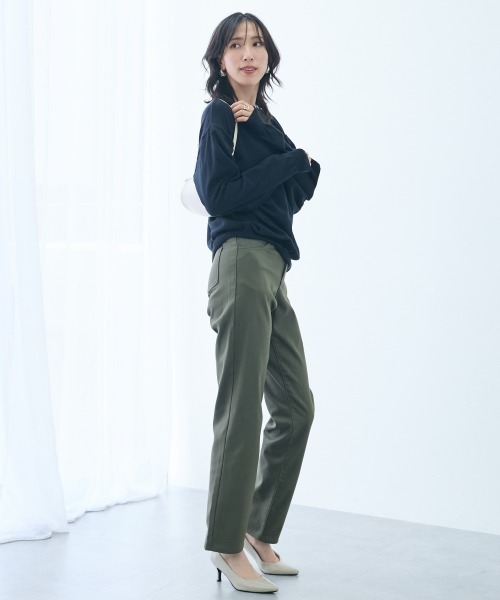 slattgir(スラットジール)の「高身長 ストレッチチノ裏フリースストレートパンツ(選べる股下82cm・86cm)(チノパンツ・レディース・ブラック/カーキ/オフホワイト・TLL2/TL2/TM2/TLL1/TL1/TM1/T3L1/T4L1/T5L1/T3L2/T4L2/T5L2)」の12枚目の写真