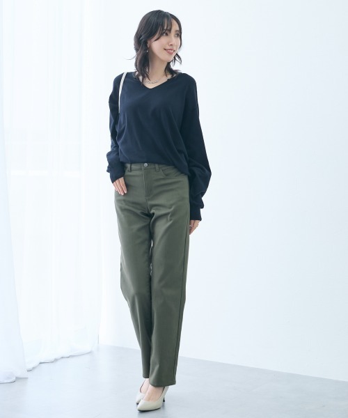 slattgir(スラットジール)の「高身長 ストレッチチノ裏フリースストレートパンツ(選べる股下82cm・86cm)(チノパンツ・レディース・ブラック/カーキ/オフホワイト・TLL2/TL2/TM2/TLL1/TL1/TM1/T3L1/T4L1/T5L1/T3L2/T4L2/T5L2)」の14枚目の写真