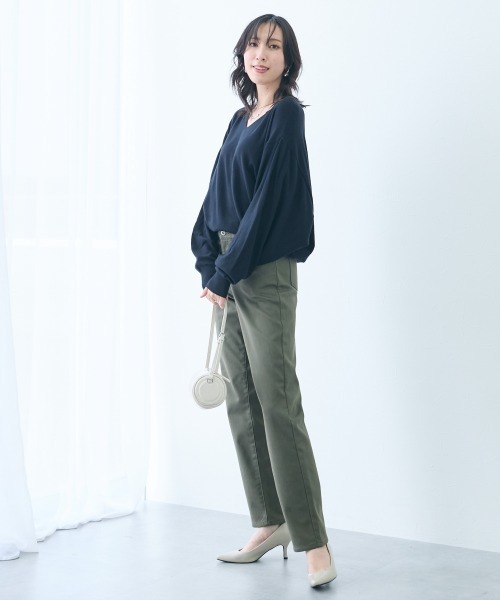 slattgir(スラットジール)の「高身長 ストレッチチノ裏フリースストレートパンツ(選べる股下82cm・86cm)(チノパンツ・レディース・ブラック/カーキ/オフホワイト・TLL2/TL2/TM2/TLL1/TL1/TM1/T3L1/T4L1/T5L1/T3L2/T4L2/T5L2)」の16枚目の写真
