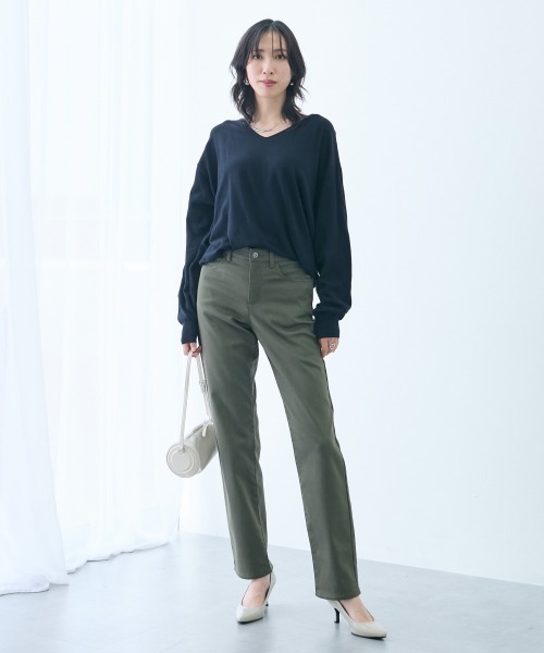 slattgir(スラットジール)の「高身長 ストレッチチノ裏フリースストレートパンツ(選べる股下82cm・86cm)(チノパンツ・レディース・ブラック/カーキ/オフホワイト・TLL2/TL2/TM2/TLL1/TL1/TM1/T3L1/T4L1/T5L1/T3L2/T4L2/T5L2)」の17枚目の写真