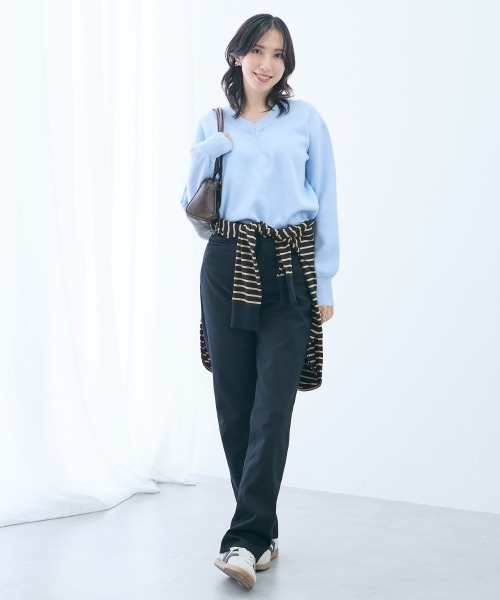 slattgir(スラットジール)の「高身長 ストレッチチノ裏フリースストレートパンツ(選べる股下82cm・86cm)(チノパンツ・レディース・ブラック/カーキ/オフホワイト・TLL2/TL2/TM2/TLL1/TL1/TM1/T3L1/T4L1/T5L1/T3L2/T4L2/T5L2)」の10枚目の写真