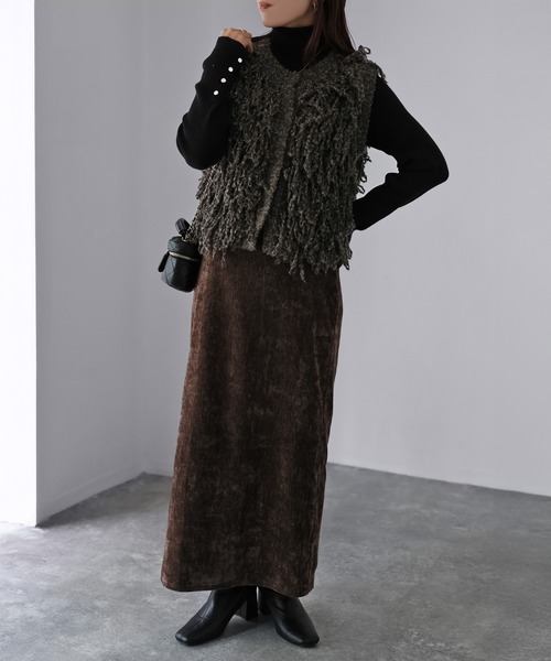 Riberry（リベリー）の「フリンジニットベスト（ベスト・レディース・ブラウン/チャコールグレー/アイボリー・FREE）」の12枚目の写真