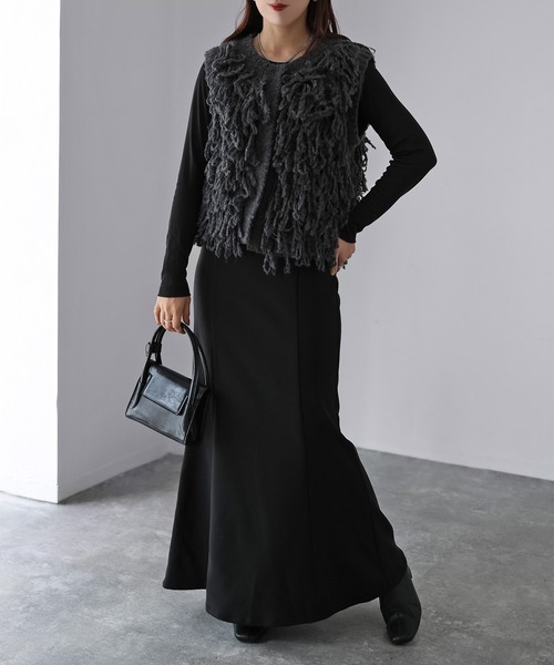 Riberry（リベリー）の「フリンジニットベスト（ベスト・レディース・ブラウン/チャコールグレー/アイボリー・FREE）」の19枚目の写真