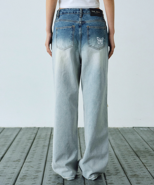 NICK&NICOLE(ニックアンドニコール)の「BUTTERFLY FADED WASHING DENIM PANTS_BLUE(デニムパンツ・レディース・その他・SMALL/MEDIUM/LARGE)」の3枚目の写真