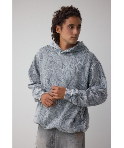 AZUL by moussy(アズールバイマウジー)の「シャドークリンクルフーディートップス(パーカー・メンズ・グレー系その他/ホワイト系その他・MEDIUM/LARGE)」の1枚目の写真