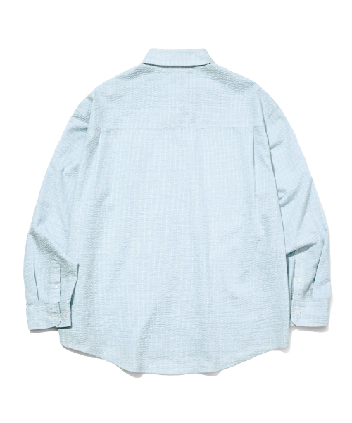 F.ILLUMINATE（フィルミネイト）の「シアサーカー ストライプシャツ-スカイブルー（シャツ/ブラウス・レディース・その他・SMALL/MEDIUM）」の2枚目の写真