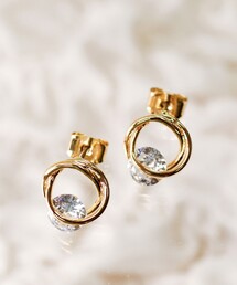 【金属アレルギー対応】ラウンドプットストーンピアス
