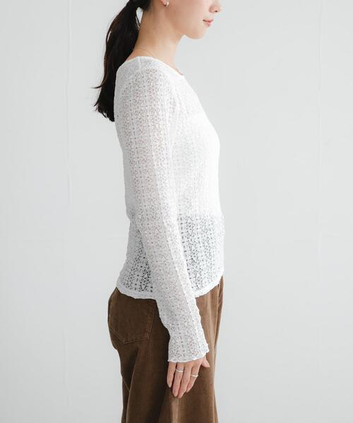 URBAN RESEARCH（アーバンリサーチ）の「ストレッチレース2WAYトップス（Tシャツ/カットソー・レディース・オフホワイト/ブラック・FREE）」の22枚目の写真