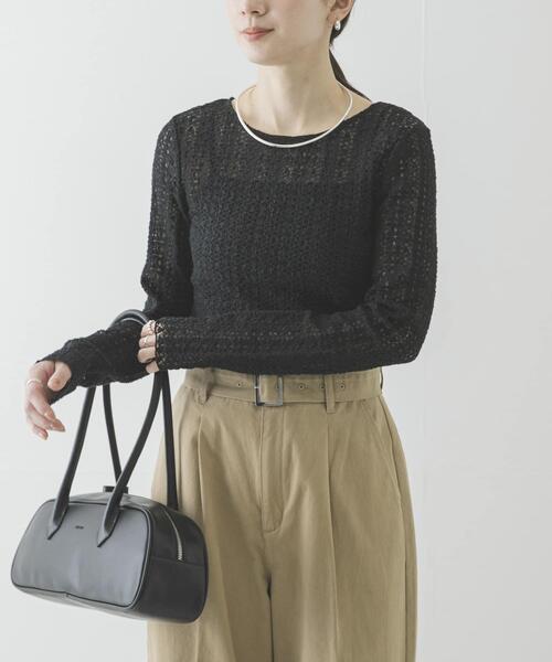 URBAN RESEARCH(アーバンリサーチ)の「ストレッチレース2WAYトップス(Tシャツ/カットソー・レディース・オフホワイト/ブラック・FREE)」の12枚目の写真