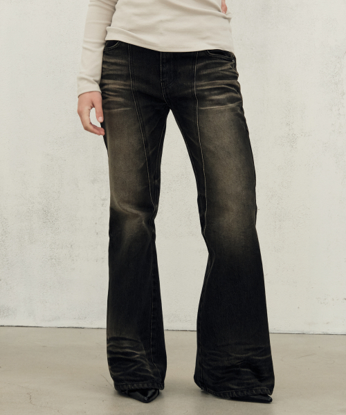 Midnight Move(ミッドナイトムーブ)の「line boots cut (black)(デニムパンツ・レディース・その他・SMALL/MEDIUM)」の1枚目の写真