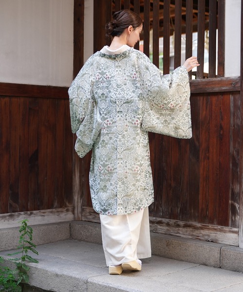 utatane（ウタタネ）の「羽織 ニコアンティーク Strawberry Thief(イチゴ泥棒) ブルーグリーン Fabric by BEST OF MORRIS ベスト・オブ・モリス（着物・レディース・グリーン・FREE）」の11枚目の写真