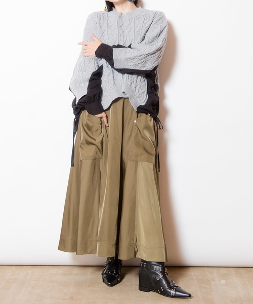 OSMOSIS（オズモーシス）の「ケーブル編切替ニットプルオーバー（ニット/セーター・レディース・アイボリー/ブラック/ライトグレー・ONE SIZE）」の13枚目の写真