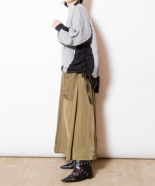 OSMOSIS（オズモーシス）の「ケーブル編切替ニットプルオーバー（ニット/セーター・レディース・アイボリー/ブラック/ライトグレー・ONE SIZE）」の15枚目の写真