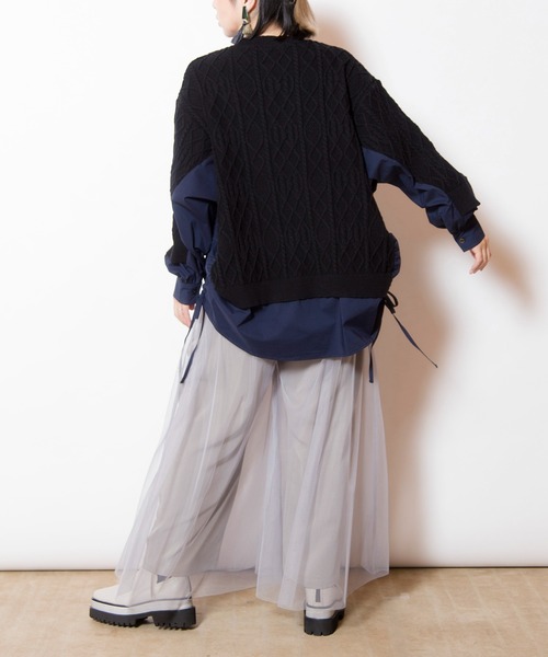 OSMOSIS（オズモーシス）の「ケーブル編切替ニットプルオーバー（ニット/セーター・レディース・アイボリー/ブラック/ライトグレー・ONE SIZE）」の22枚目の写真