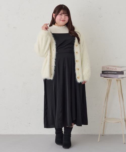 Louiosy(ルオシー)の「【大きいサイズ】Vネックシャギーニットカーディガン(カーディガン/ボレロ・レディース・チャコールグレー/ダークグリーン/アイボリー・3L/X-LARGE/4L)」の14枚目の写真