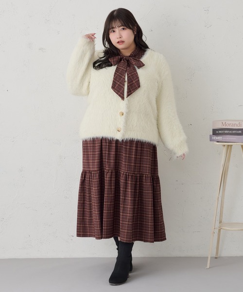 Louiosy(ルオシー)の「【大きいサイズ】Vネックシャギーニットカーディガン(カーディガン/ボレロ・レディース・チャコールグレー/ダークグリーン/アイボリー・3L/X-LARGE/4L)」の10枚目の写真
