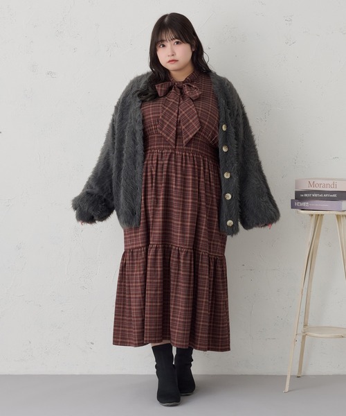Louiosy(ルオシー)の「【大きいサイズ】Vネックシャギーニットカーディガン(カーディガン/ボレロ・レディース・チャコールグレー/ダークグリーン/アイボリー・3L/X-LARGE/4L)」の16枚目の写真