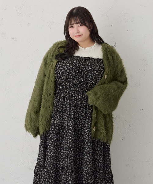 Louiosy(ルオシー)の「【大きいサイズ】Vネックシャギーニットカーディガン(カーディガン/ボレロ・レディース・チャコールグレー/ダークグリーン/アイボリー・3L/X-LARGE/4L)」の17枚目の写真