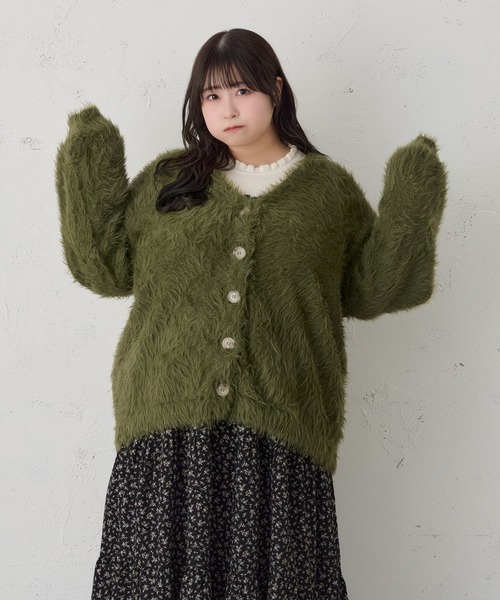 Louiosy(ルオシー)の「【大きいサイズ】Vネックシャギーニットカーディガン(カーディガン/ボレロ・レディース・チャコールグレー/ダークグリーン/アイボリー・3L/X-LARGE/4L)」の18枚目の写真