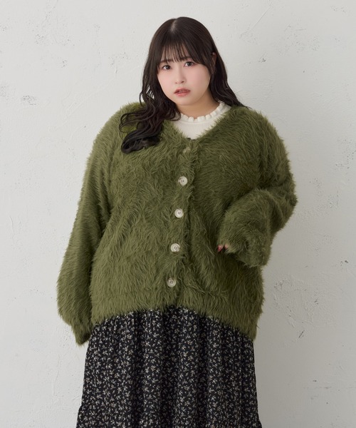 Louiosy(ルオシー)の「【大きいサイズ】Vネックシャギーニットカーディガン(カーディガン/ボレロ・レディース・チャコールグレー/ダークグリーン/アイボリー・3L/X-LARGE/4L)」の19枚目の写真