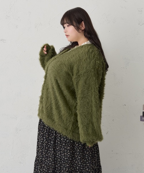 Louiosy(ルオシー)の「【大きいサイズ】Vネックシャギーニットカーディガン(カーディガン/ボレロ・レディース・チャコールグレー/ダークグリーン/アイボリー・3L/X-LARGE/4L)」の20枚目の写真