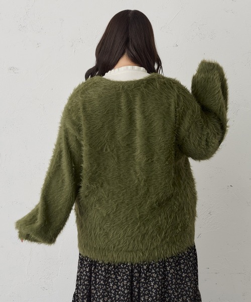 Louiosy(ルオシー)の「【大きいサイズ】Vネックシャギーニットカーディガン(カーディガン/ボレロ・レディース・チャコールグレー/ダークグリーン/アイボリー・3L/X-LARGE/4L)」の21枚目の写真