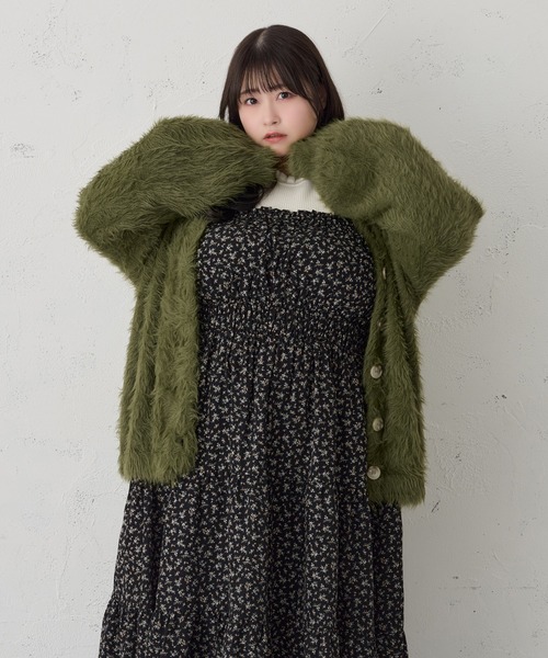 Louiosy(ルオシー)の「【大きいサイズ】Vネックシャギーニットカーディガン(カーディガン/ボレロ・レディース・チャコールグレー/ダークグリーン/アイボリー・3L/X-LARGE/4L)」の22枚目の写真