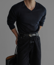 BOWLOW PRODUCT（バウロープロダクト）の「Silk Wool Blend V-Neck Knit [Navy]（ニット/セーター）」