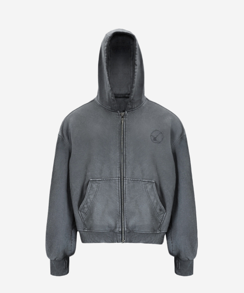 Dyed Circle Logo Over-fit Hoodie Zip-up