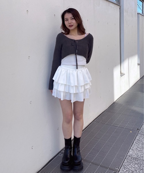 one way(ワンウェイ)の「フェザーボレロ(カーディガン/ボレロ・レディース・グレー/ホワイト/ブラック・FREE)」の5枚目の写真