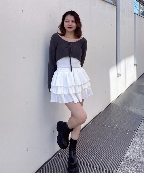 one way(ワンウェイ)の「フェザーボレロ(カーディガン/ボレロ・レディース・グレー/ホワイト/ブラック・FREE)」の6枚目の写真