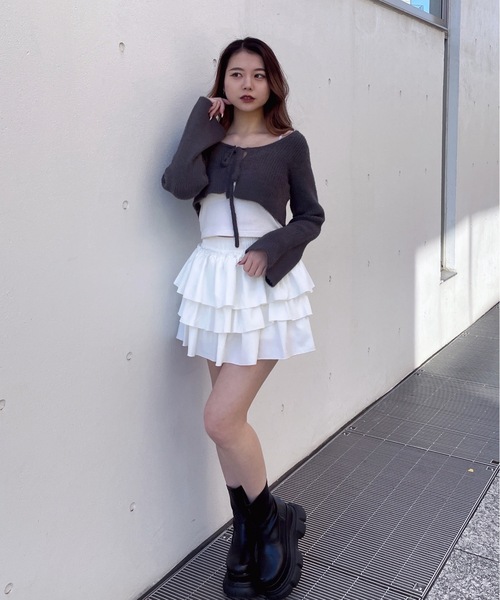 one way(ワンウェイ)の「フェザーボレロ(カーディガン/ボレロ・レディース・グレー/ホワイト/ブラック・FREE)」の7枚目の写真