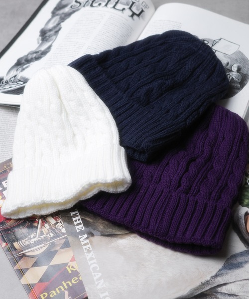 newhattan（ニューハッタン）の「【RS】【PH3】【newhattan/ニューハッタン】100% Acrylic Knit Hats with Cuff 3024（ニットキャップ/ビーニー・メンズ・ネイビー/レッド/ホワイト/パープル・FREE）」の5枚目の写真