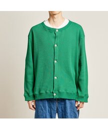 DAMP（ドントアスクマイプラン）の「ラウンドネックワッフルカーディガン_グリーン（カーディガン/ボレロ）」