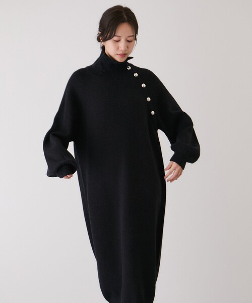 Jayro（ジャイロ）の「金ボタンニットワンピース（ワンピース・レディース・ブラック/グレー系その他/チャコールグレー/ホワイト系その他2・M）」の9枚目の写真