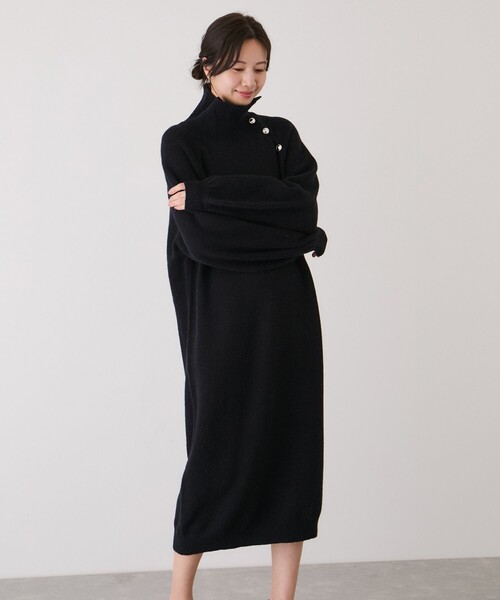 Jayro（ジャイロ）の「金ボタンニットワンピース（ワンピース・レディース・ブラック/グレー系その他/チャコールグレー/ホワイト系その他2・M）」の10枚目の写真