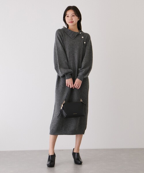 Jayro（ジャイロ）の「金ボタンニットワンピース（ワンピース・レディース・ブラック/グレー系その他/チャコールグレー/ホワイト系その他2・M）」の13枚目の写真
