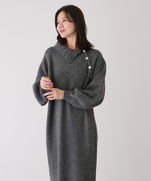 Jayro（ジャイロ）の「金ボタンニットワンピース（ワンピース・レディース・ブラック/グレー系その他/チャコールグレー/ホワイト系その他2・M）」の17枚目の写真