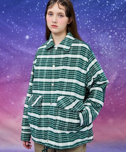 パディッドチェックジャケットグリーン