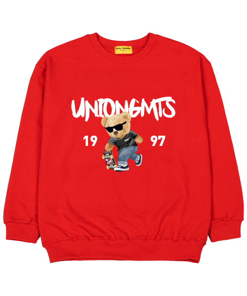 Union Garments(ユニオンガーメンツ)の「1997スケートベア 裏毛 オーバーサイズ スウェットシャツ レッド(スウェット・レディース・その他・MEDIUM/LARGE/X-LARGE/XX-LARGE)」の1枚目の写真