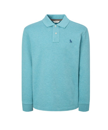 [アイコニック] ターコイズ長袖ピケポロシャツ