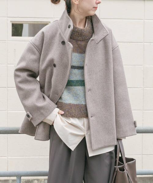 ITEMS URBANRESEARCH（アイテムズ アーバンリサーチ）の「スタンドカラージャケット（その他アウター・レディース・ブラウン/チャコールグレー/ベージュ・FREE）」の3枚目の写真