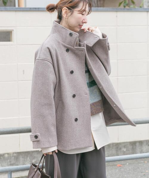 ITEMS URBANRESEARCH（アイテムズ アーバンリサーチ）の「スタンドカラージャケット（その他アウター・レディース・ブラウン/チャコールグレー/ベージュ・FREE）」の4枚目の写真