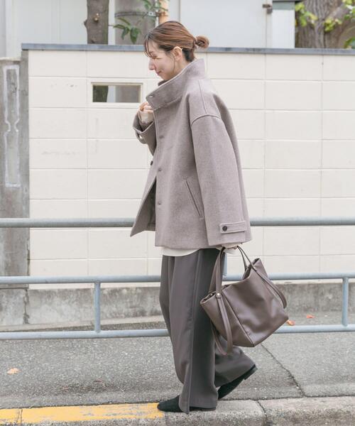 ITEMS URBANRESEARCH（アイテムズ アーバンリサーチ）の「スタンドカラージャケット（その他アウター・レディース・ブラウン/チャコールグレー/ベージュ・FREE）」の8枚目の写真