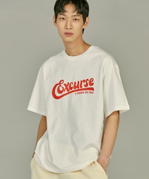 EXCURSE(エクスカース)の「ECプレミアムオーバーサイズハーフTシャツホワイトXレッド(Tシャツ/カットソー・レディース・その他・MEDIUM/LARGE/X-LARGE)」の1枚目の写真