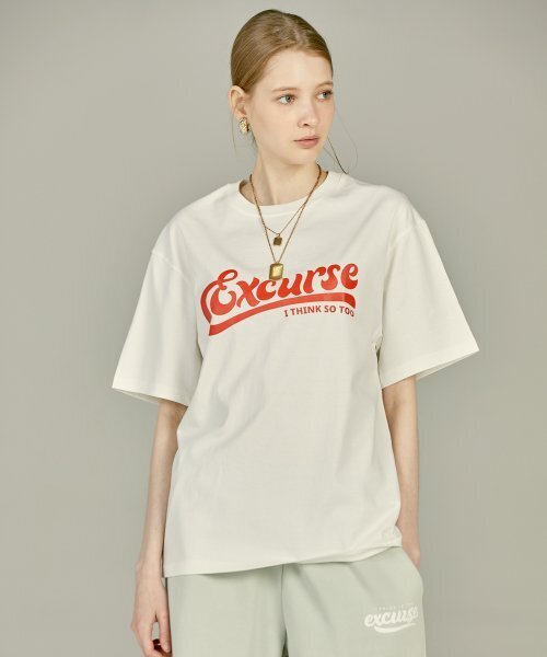 EXCURSE(エクスカース)の「ECプレミアムオーバーサイズハーフTシャツホワイトXレッド(Tシャツ/カットソー・レディース・その他・MEDIUM/LARGE/X-LARGE)」の5枚目の写真