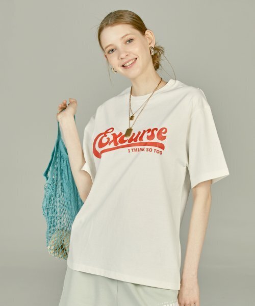 EXCURSE(エクスカース)の「ECプレミアムオーバーサイズハーフTシャツホワイトXレッド(Tシャツ/カットソー・レディース・その他・MEDIUM/LARGE/X-LARGE)」の6枚目の写真